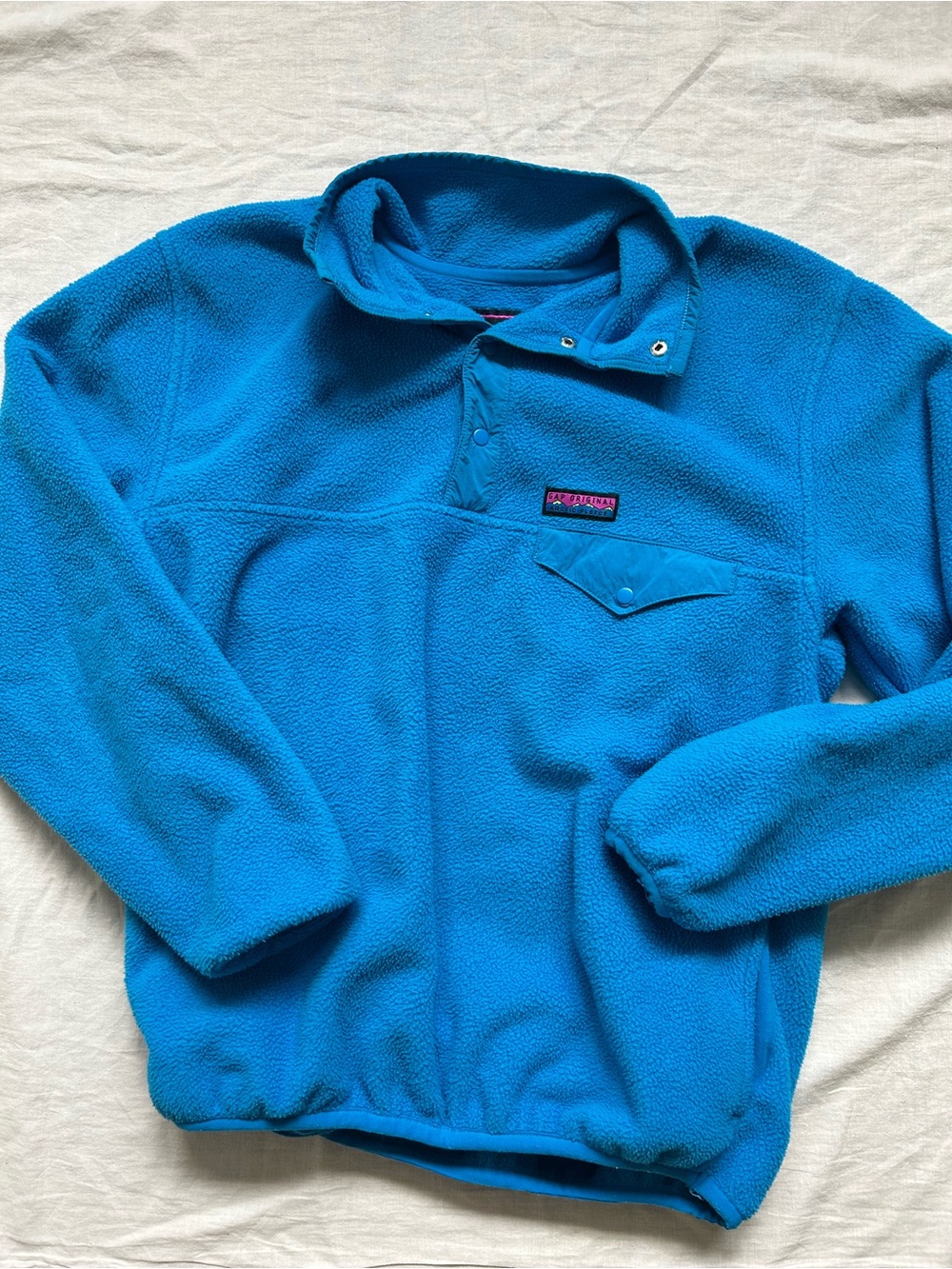 GAP Bright Turquoise Blue Fleece Pullover - Picture 3 of 5